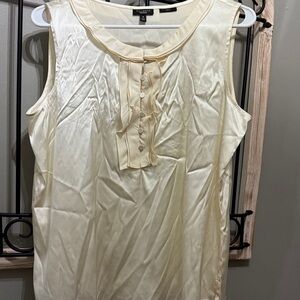 Talbots Cream Sleeveless Ruffle-Front silk